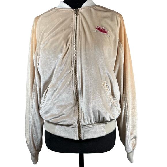Silence + Noise Mermaid Embroidered Velour Bomber Jacket Women’s M - Picture 4 of 9